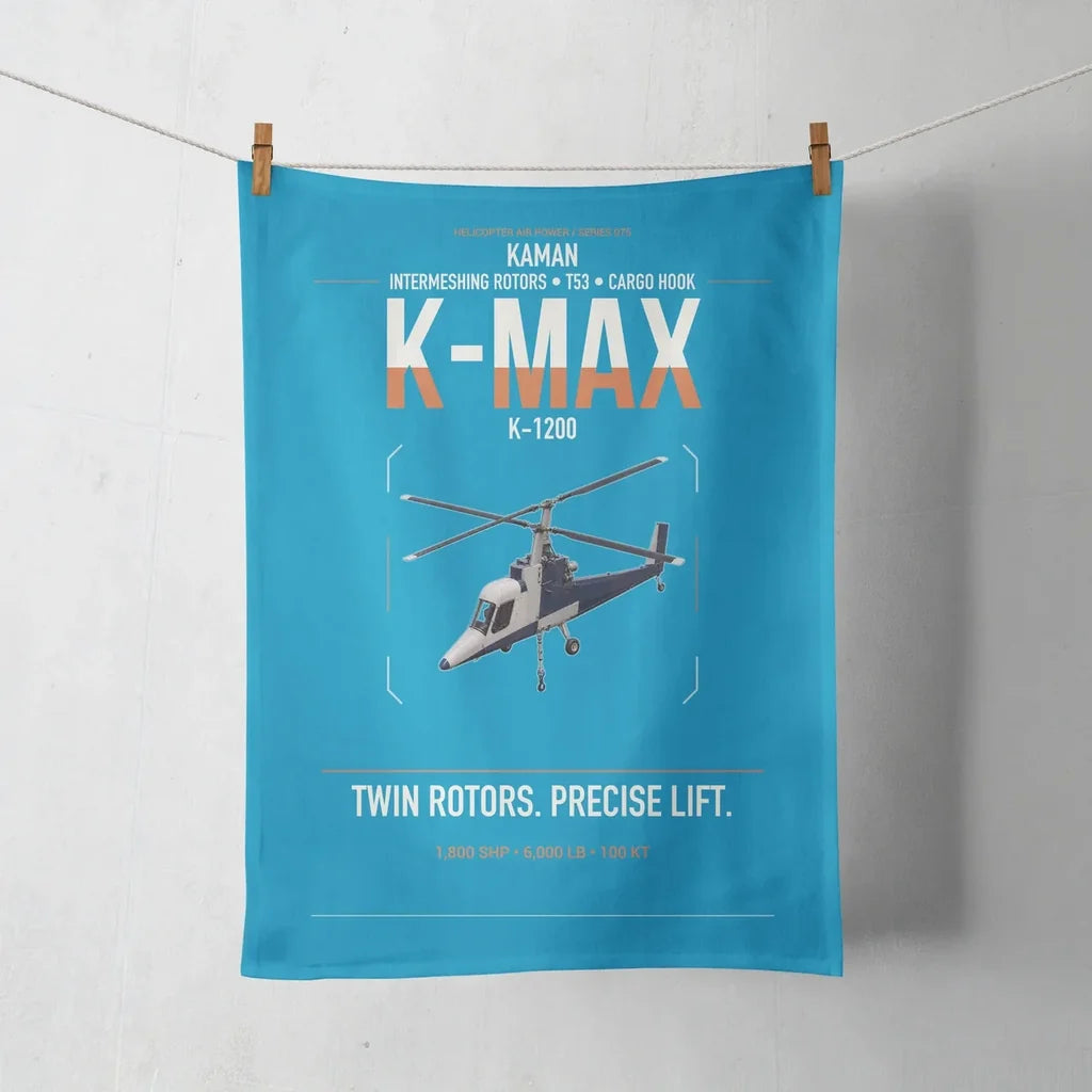 Kaman K-1200 K-MAX design on turquoise towel