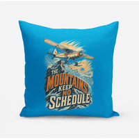 Thumbnail for The Mountains Keep No Schedule design on turquoise pillow