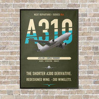 Thumbnail for Airbus A310-300 vertical canvas print - framed - green army background