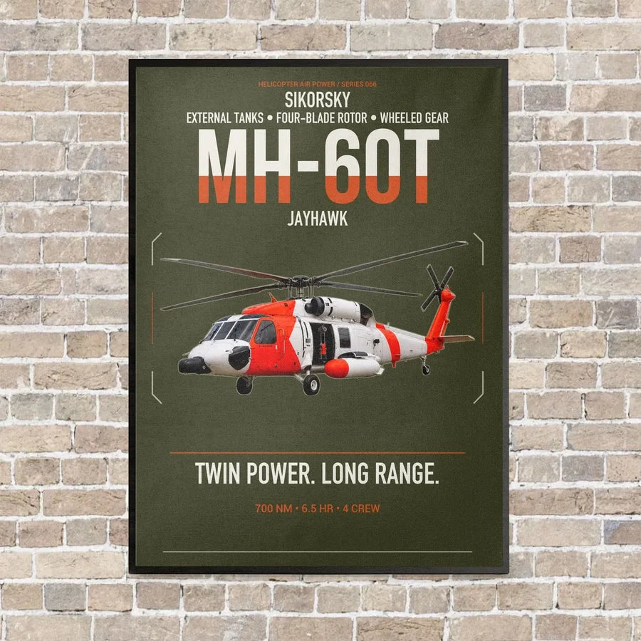 Sikorsky MH-60T Jayhawk vertical canvas print - framed - green army background