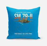 Thumbnail for Savoia-Marchetti SM.79-II Sparviero design on turquoise pillow