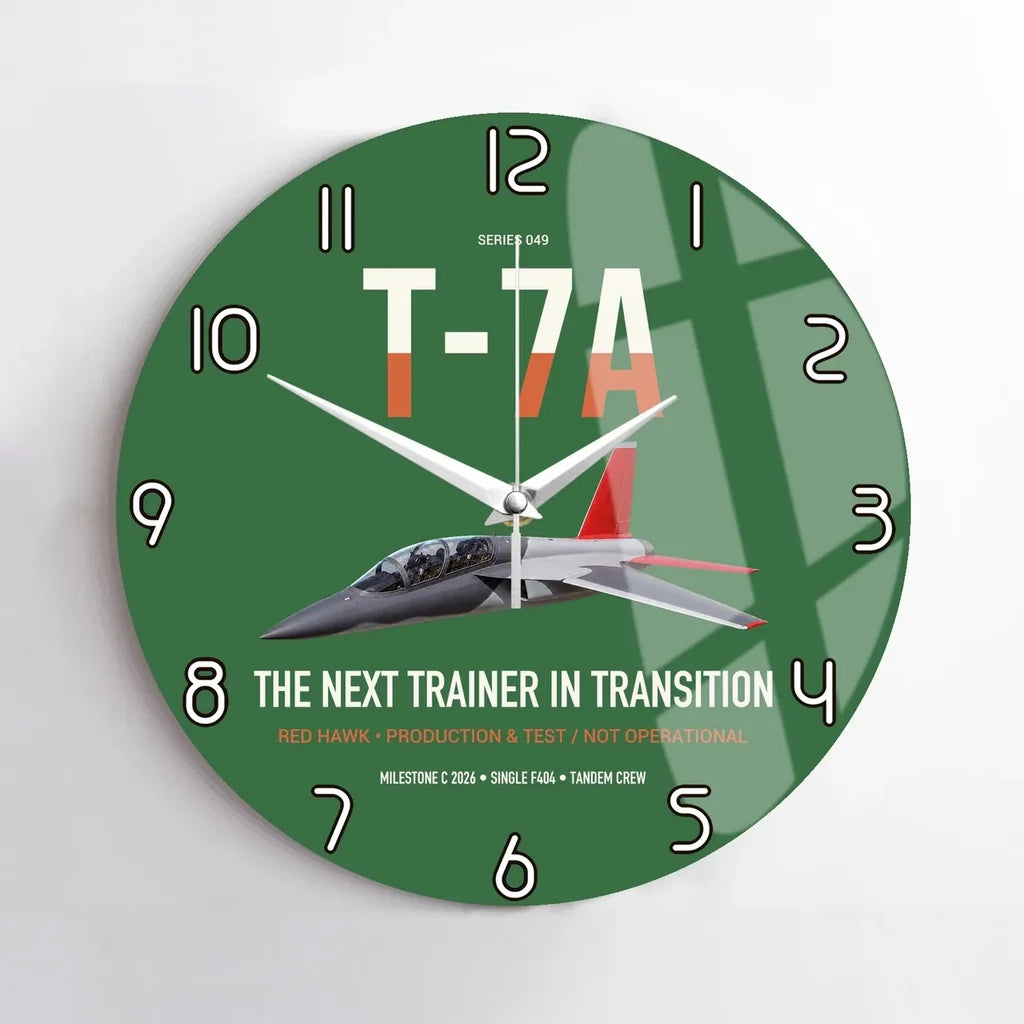 T-7A Red Hawk design on green no frame wall clock