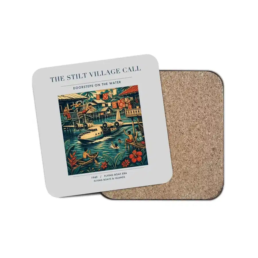The Stilt Village Call - Designed Coasters design on light gray 1-piece