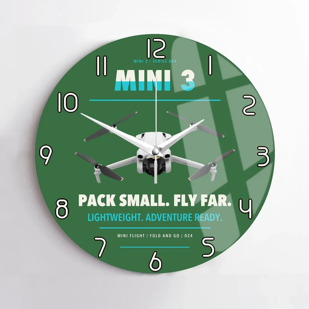 DJI Mini 3 design on green no frame wall clock
