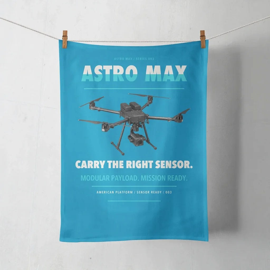 Freefly Astro Max design on turquoise towel