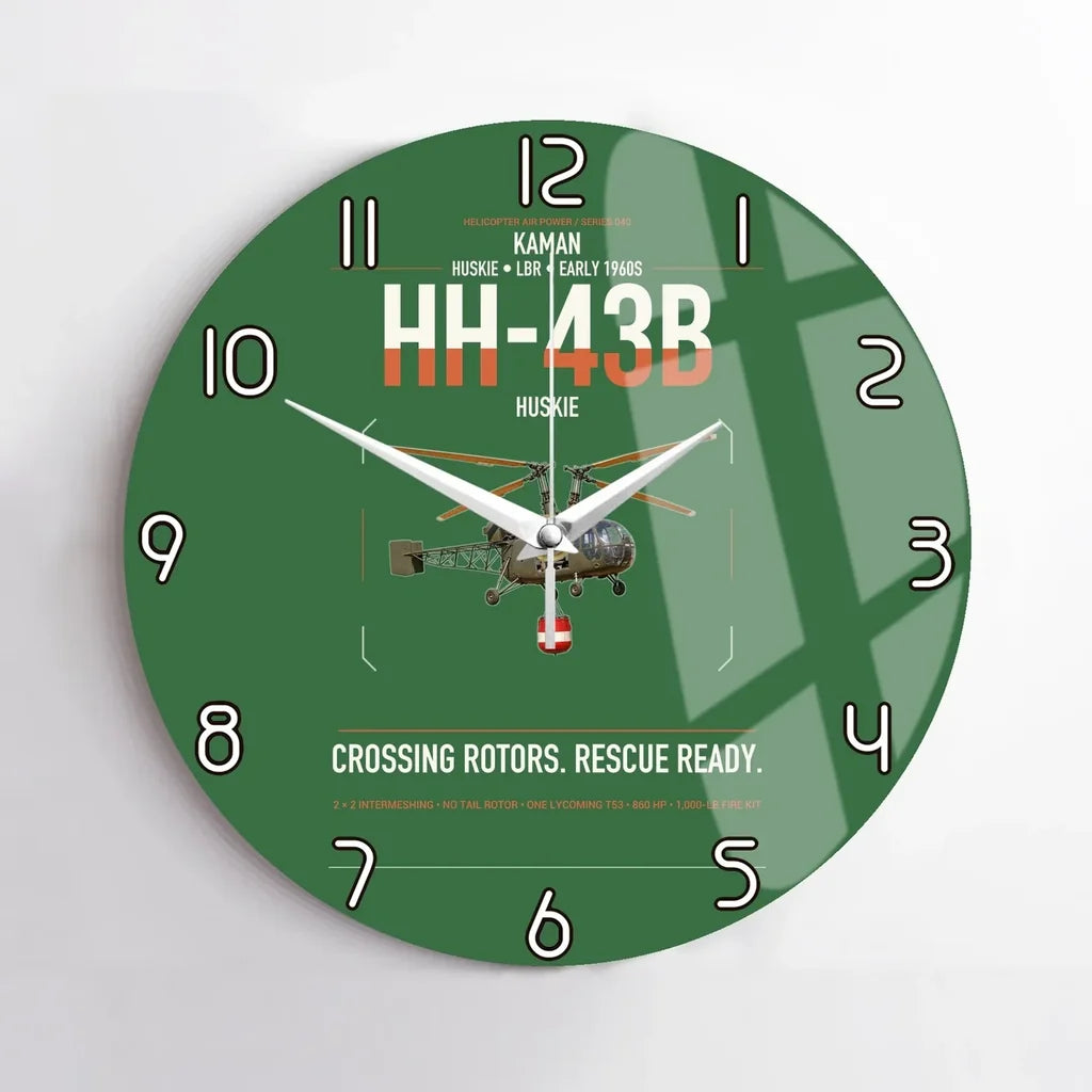 Kaman HH-43B Huskie design on green no frame wall clock
