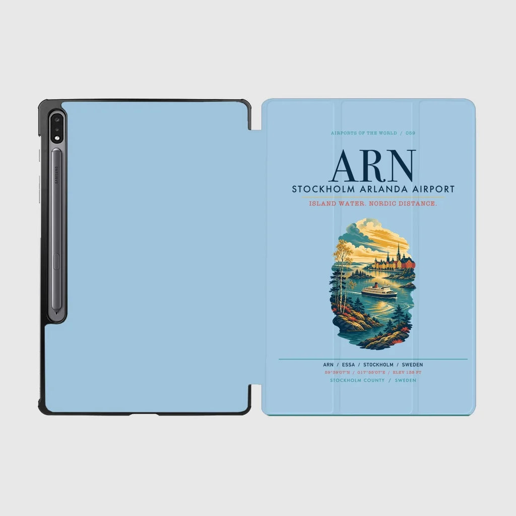 Stockholm Arlanda Airport (ARN) design on light blue samsung tablet tablet case