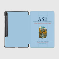 Thumbnail for Aspen - Pitkin County Airport (ASE) design on light blue samsung tablet tablet case