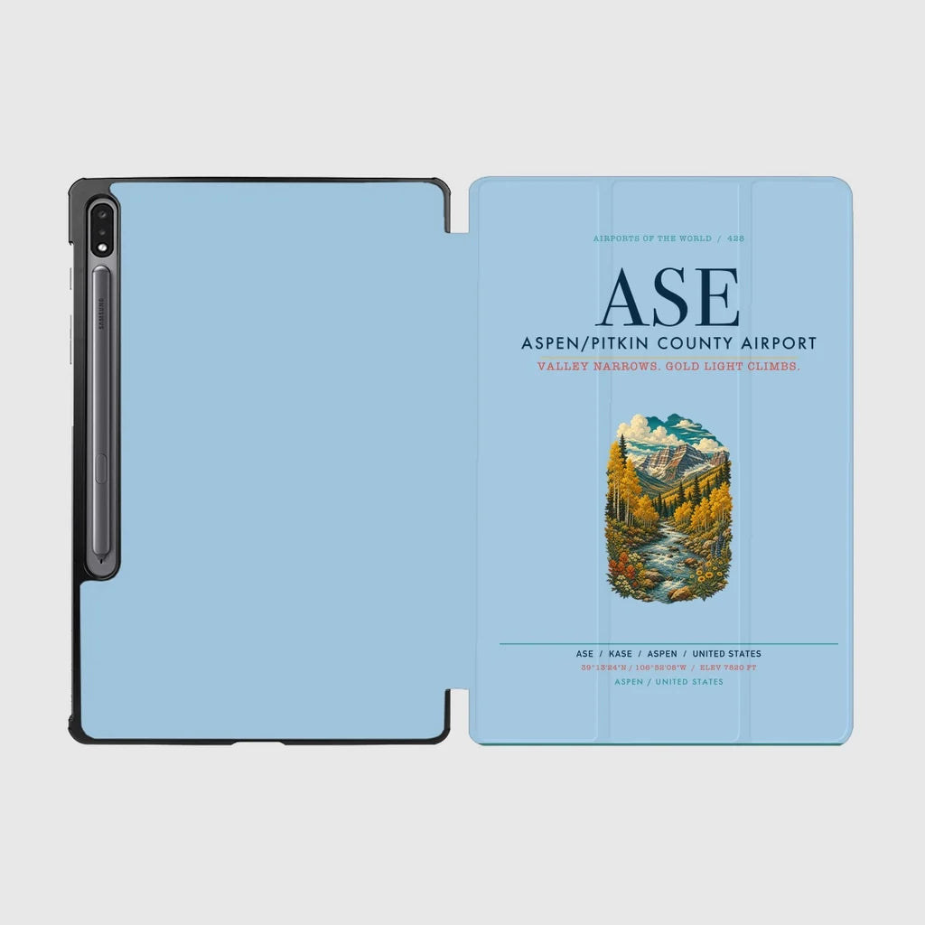 Aspen - Pitkin County Airport (ASE) design on light blue samsung tablet tablet case