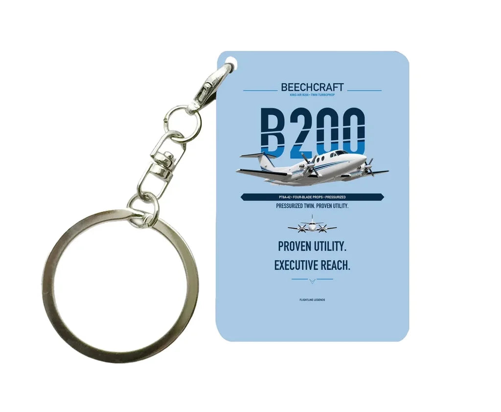 King Air B200 Key Chain design on light blue key chain