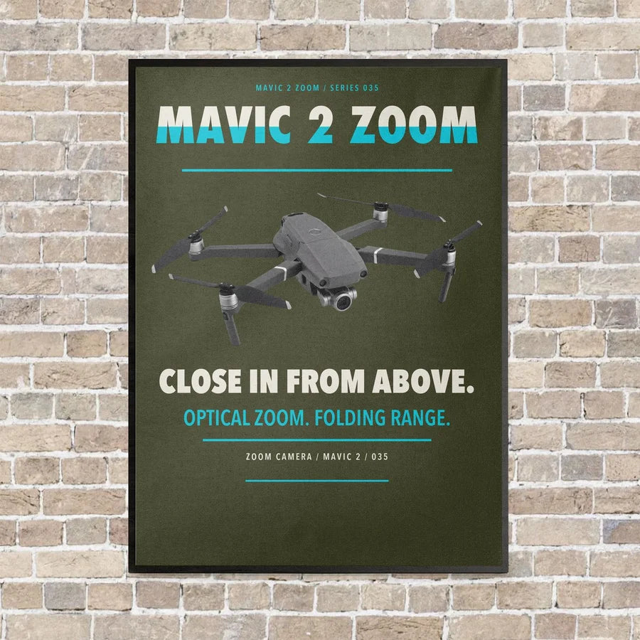 DJI Mavic 2 Zoom vertical canvas print - framed - green army background