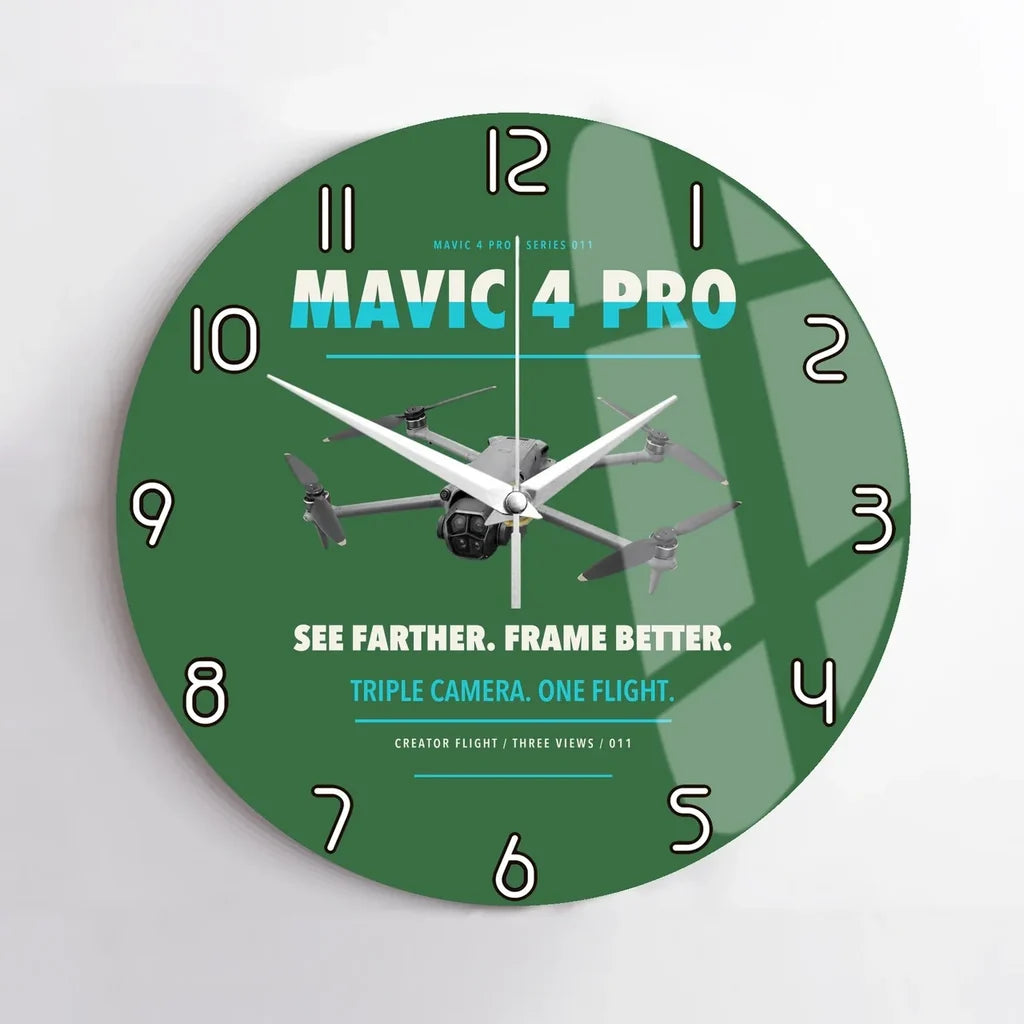 DJI Mavic 4 Pro design on green no frame wall clock