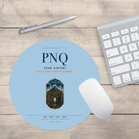 Thumbnail for Pune Airport (PNQ) design on light blue round mouse pad