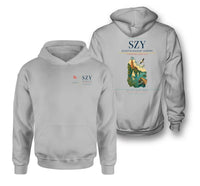 Thumbnail for Olsztyn-Mazury Airport (SZY) design on light gray double-side hoodie