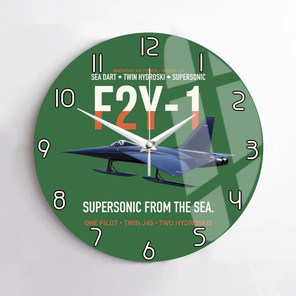 F2Y-1 Sea Dart Supersonic from the Sea design on green no frame wall clock