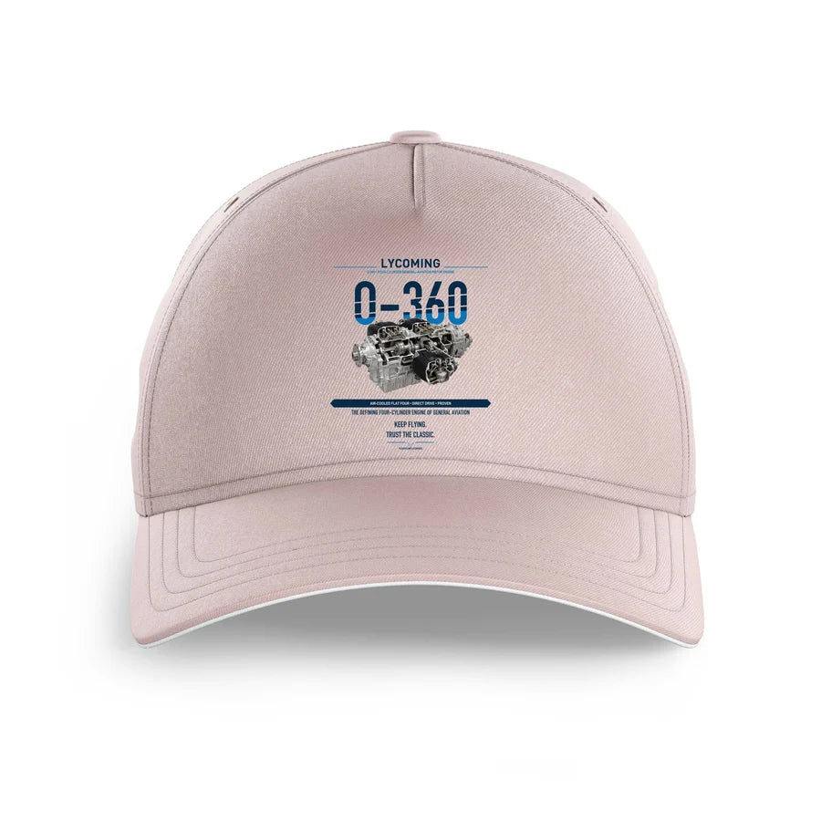 O-360 design on pink printed hat