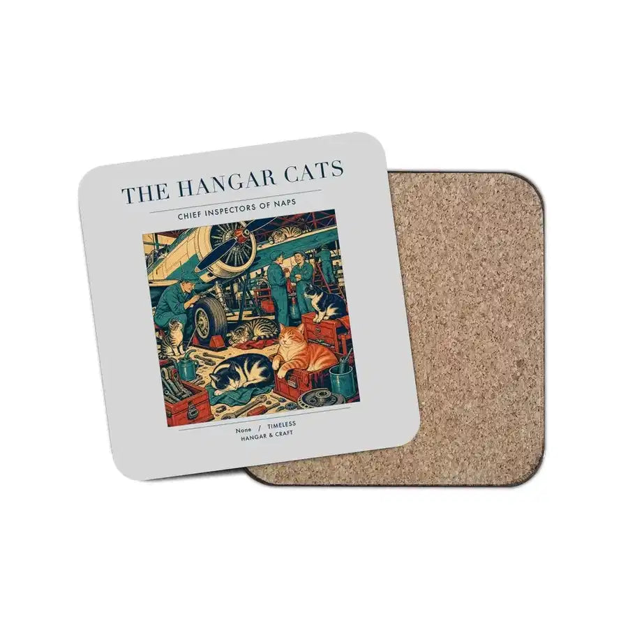The Hangar Cats - Designed Coasters design on light gray 1-piece