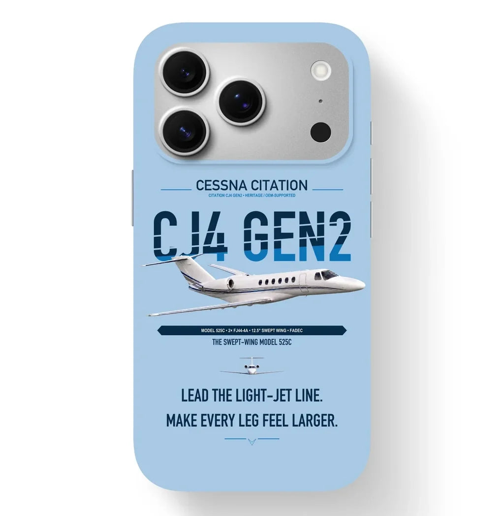 Cessna Citation CJ4 Gen2 design on light blue magsafe iphone case, for iPhone 17 Pro
