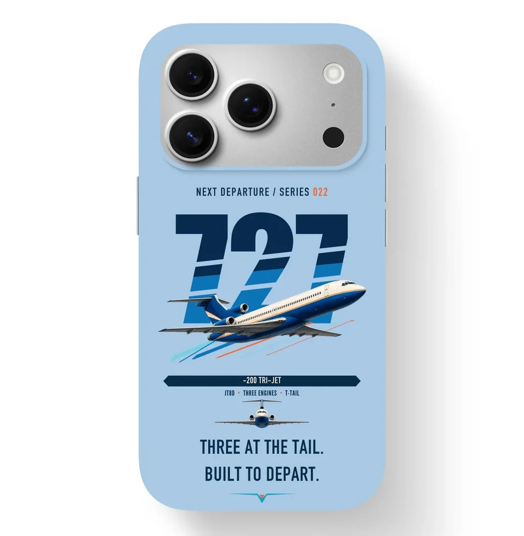 Boeing 727-200 design on light blue magsafe iphone case
