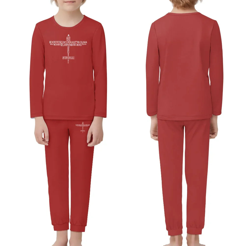 Propeller Shape Aviation Alphabet children pajamas - Red