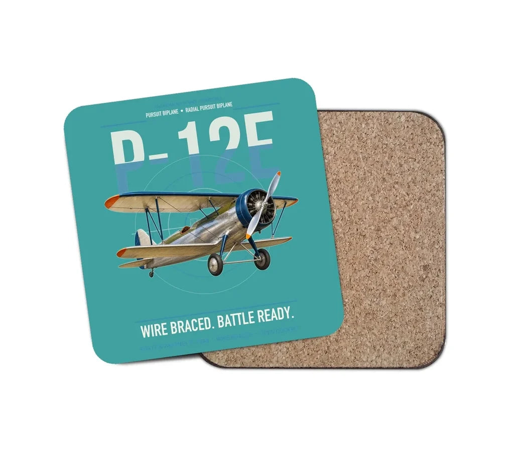 Boeing P-12E design on turquoise 1 piece coaster