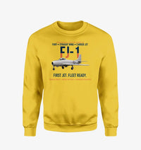 Thumbnail for FJ-1 Fury First Fury Straight Wing design on yellow sweatshirt