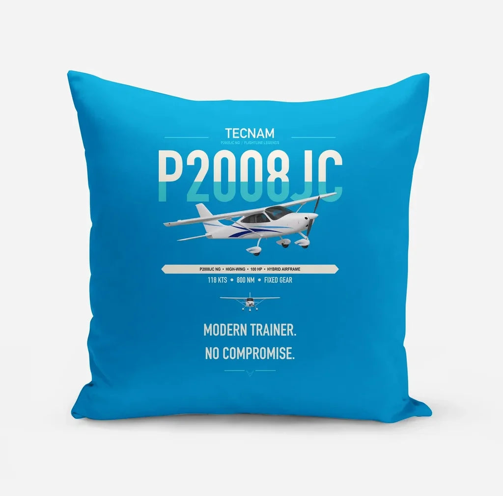 Tecnam P2008JC NG design on turquoise pillow