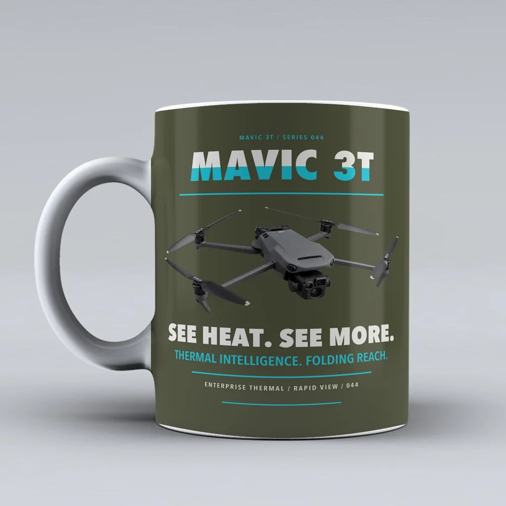 Mavic 3 Thermal Mug design on green army dji