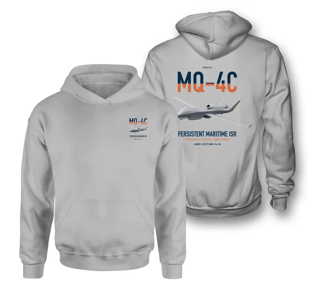 MQ-4C Triton IFC-4 design on light gray double-side hoodie, double-side print