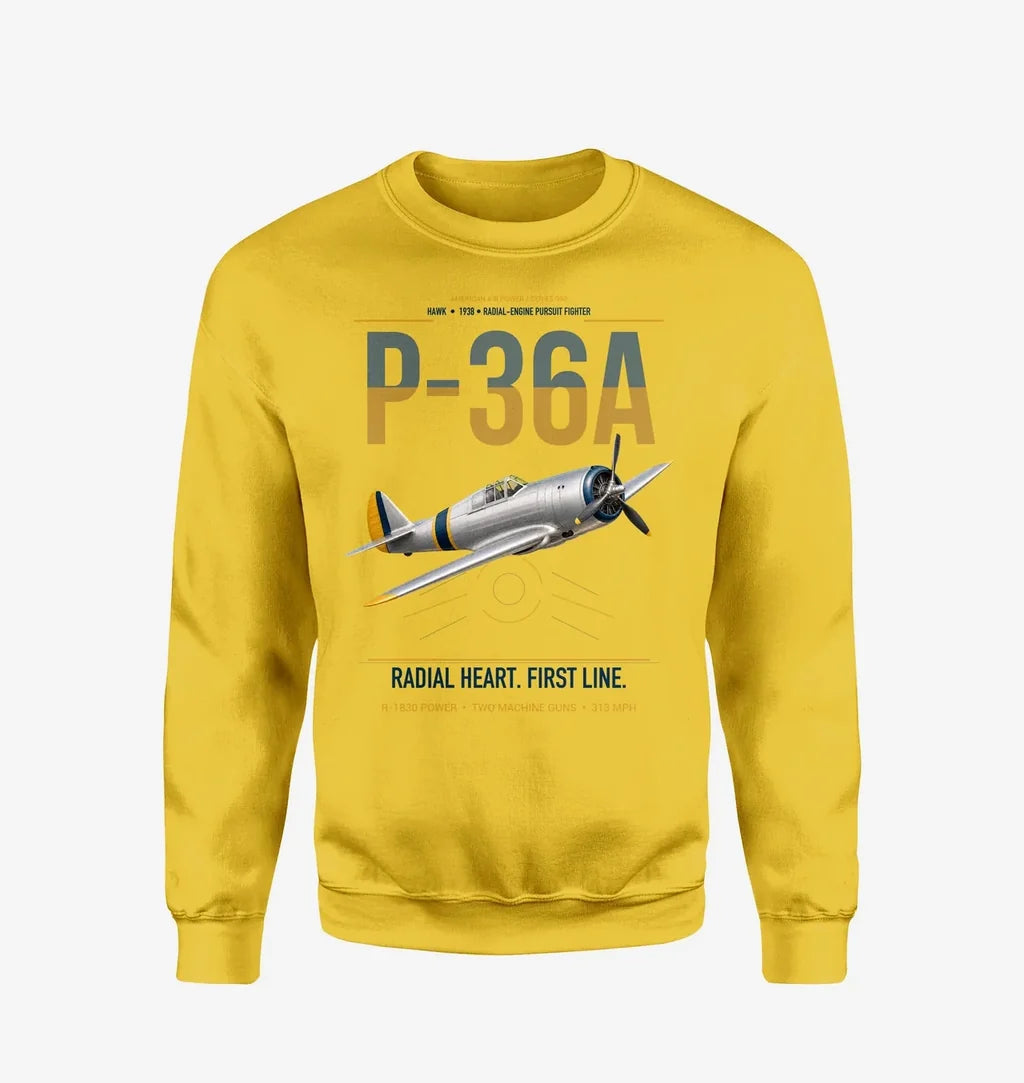P-36A Hawk design on yellow sweatshirt