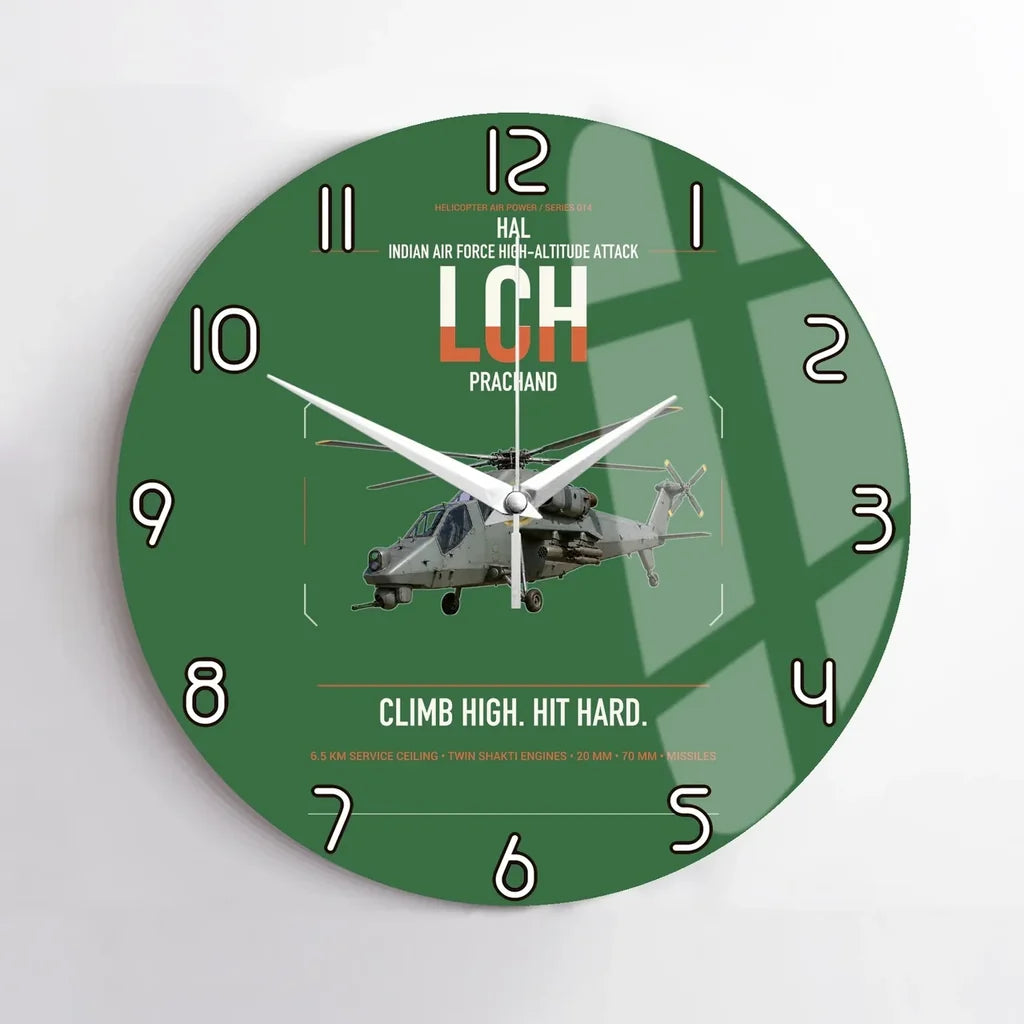 HAL LCH Prachand design on green no frame wall clock