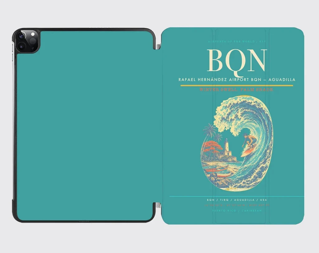Rafael Hernández Airport (BQN) design on turquoise ipad tablet case