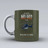 Thumbnail for MD Helicopters MD 902 Explorer design on green army ceramic mug, double-side print
