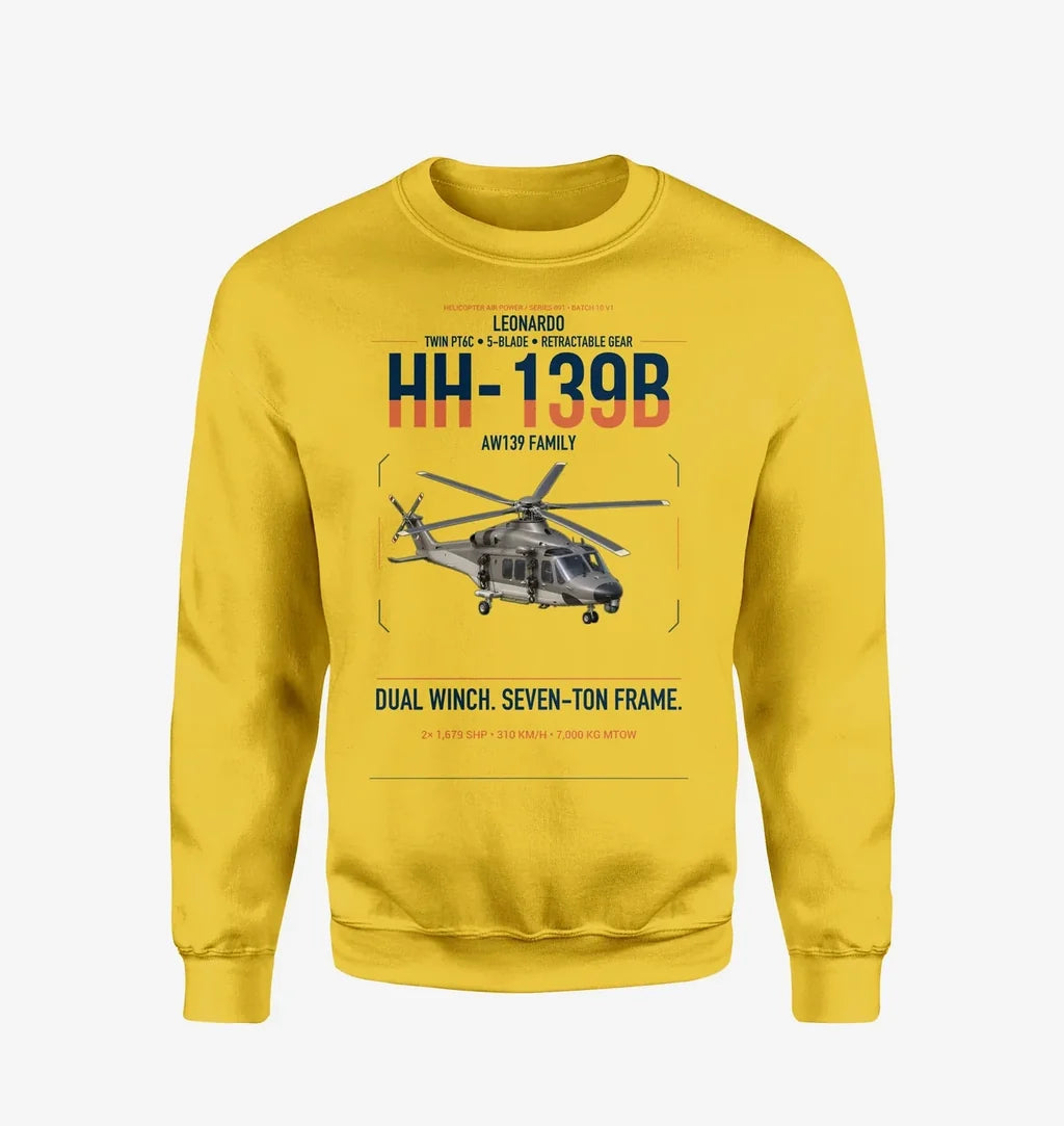 Leonardo HH-139B design on yellow sweatshirt