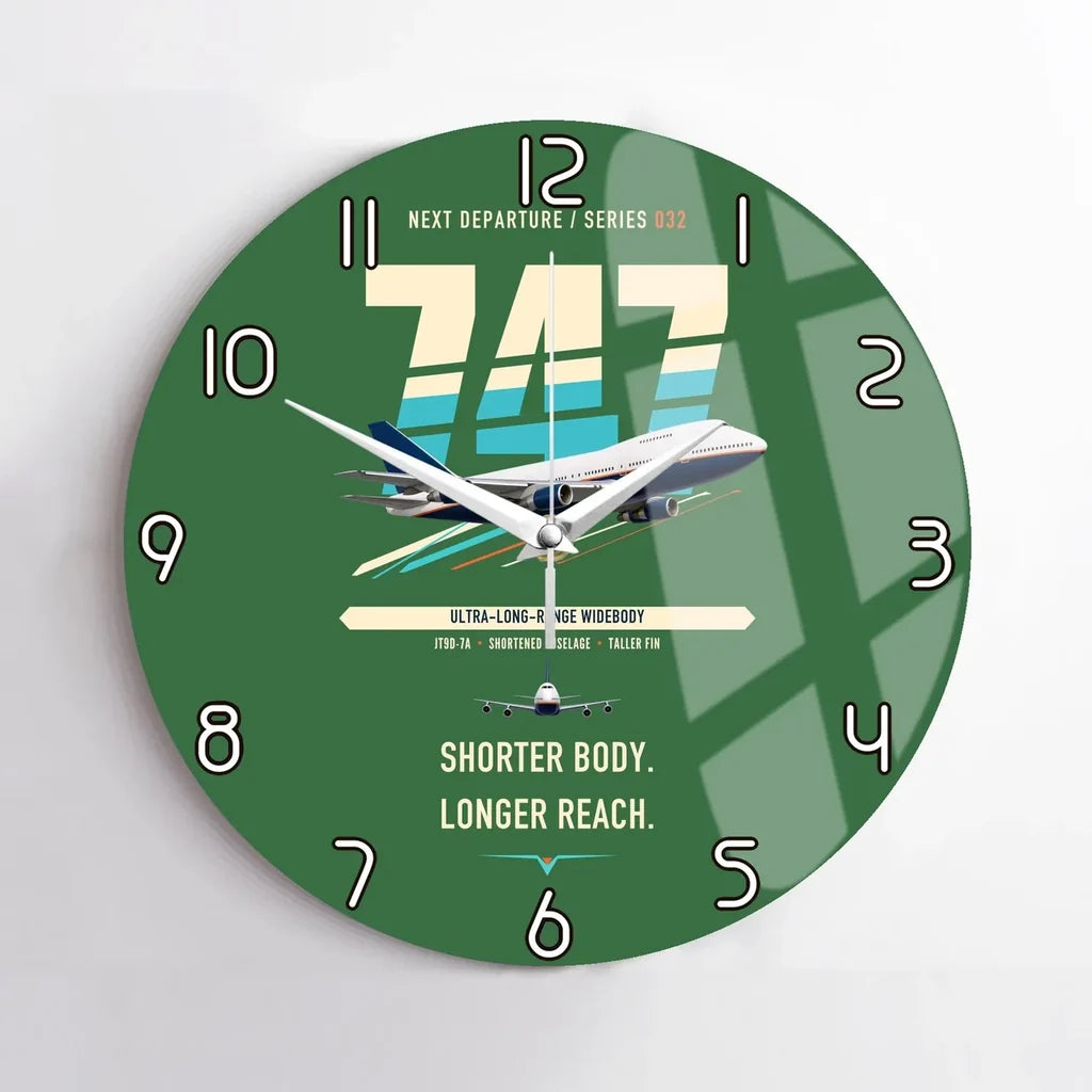 Boeing 747SP design on green no frame wall clock