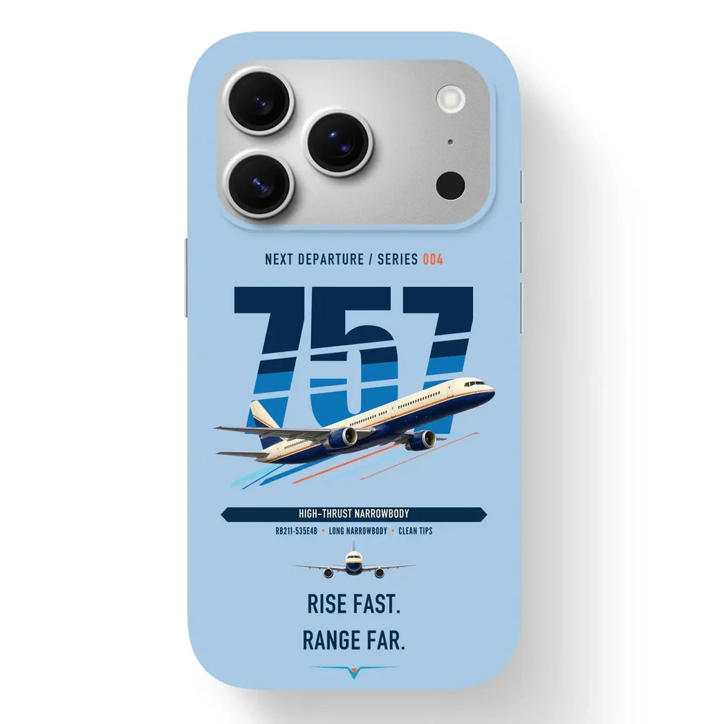 Boeing 757-200 design on light blue magsafe iphone case