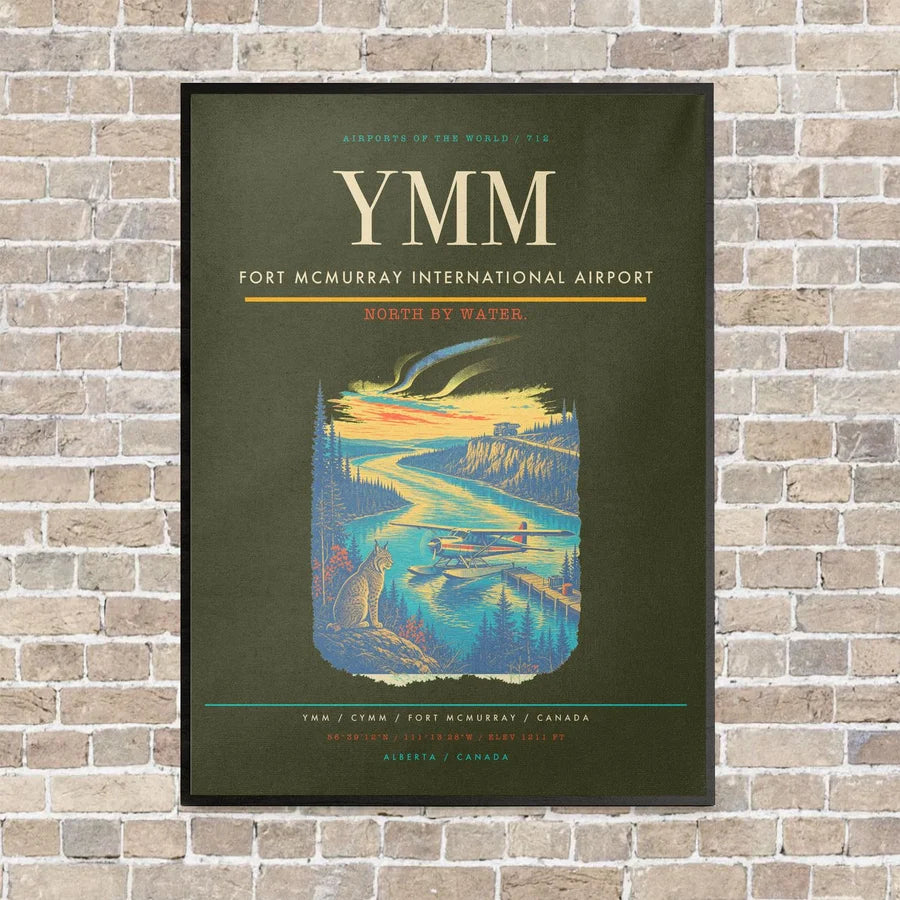 Fort McMurray International Airport YMM vertical canvas print - framed - green army background