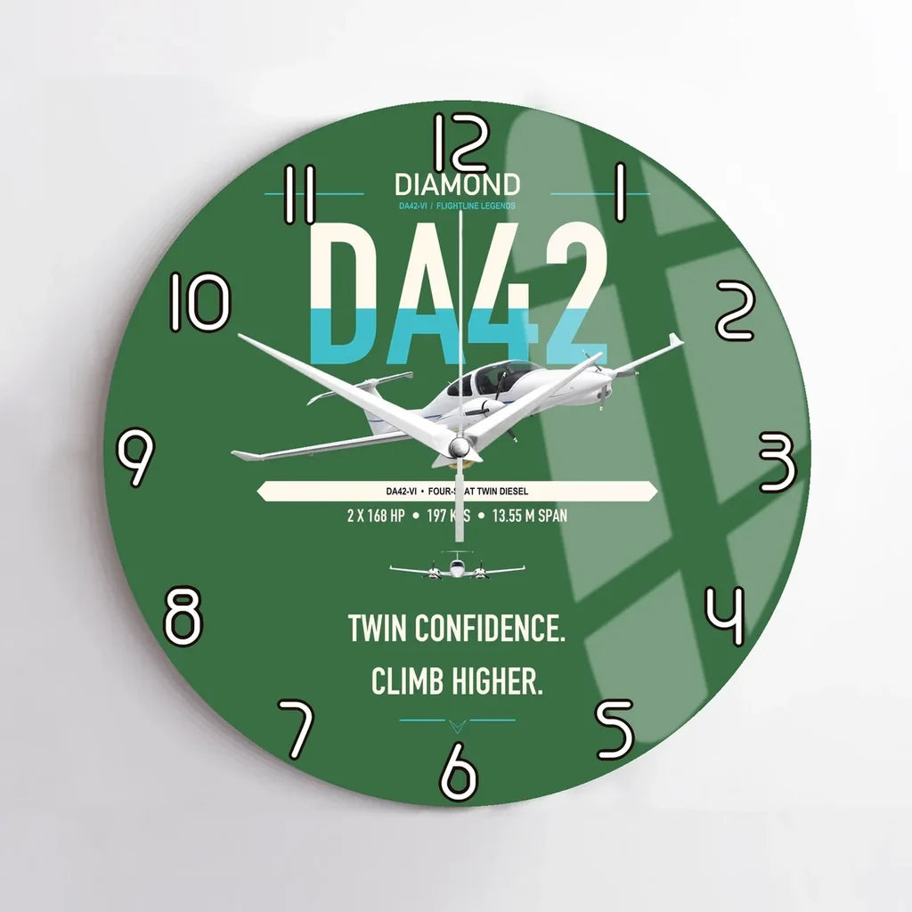 Diamond DA42-VI design on green no frame wall clock