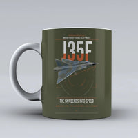 Thumbnail for Saab J 35F Draken design on green army ceramic mug, double-side print