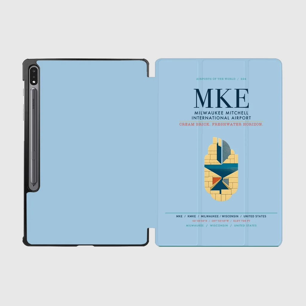 Milwaukee Mitchell International Airport (MKE) design on light blue samsung tablet tablet case
