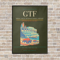 Thumbnail for Great Falls International Airport GTF vertical canvas print - framed - green army background