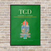 Thumbnail for Podgorica Airport TGD - Canvas Framed - Green
