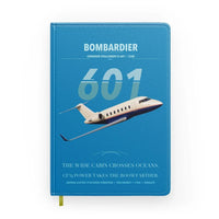 Thumbnail for Bombardier Challenger 601 design on turquoise notebook