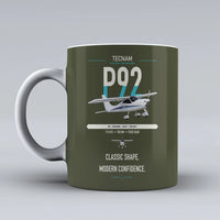 Thumbnail for Tecnam P92 Echo MkII design on green army ceramic mug, double-side print