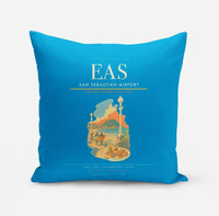Thumbnail for San Sebastián Airport (EAS) design on turquoise pillow