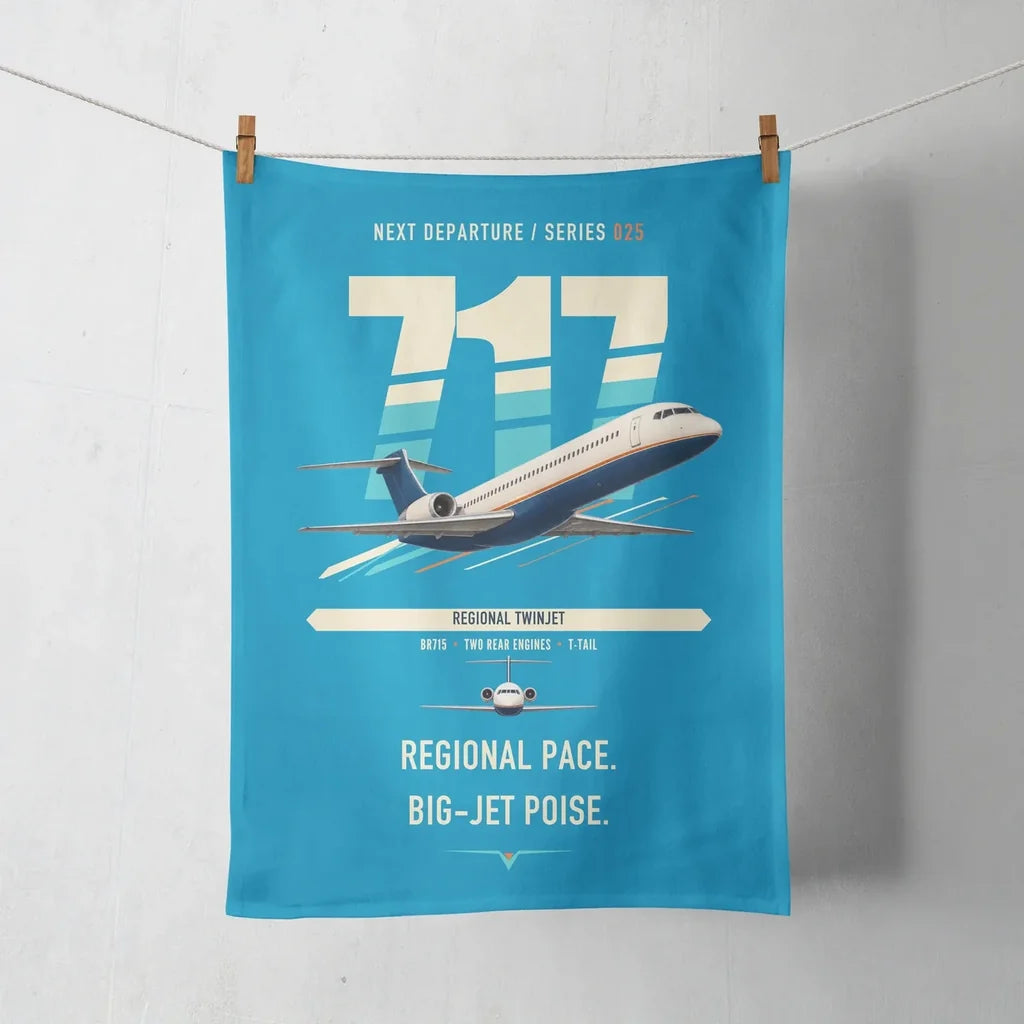 Boeing 717-200 design on turquoise towel