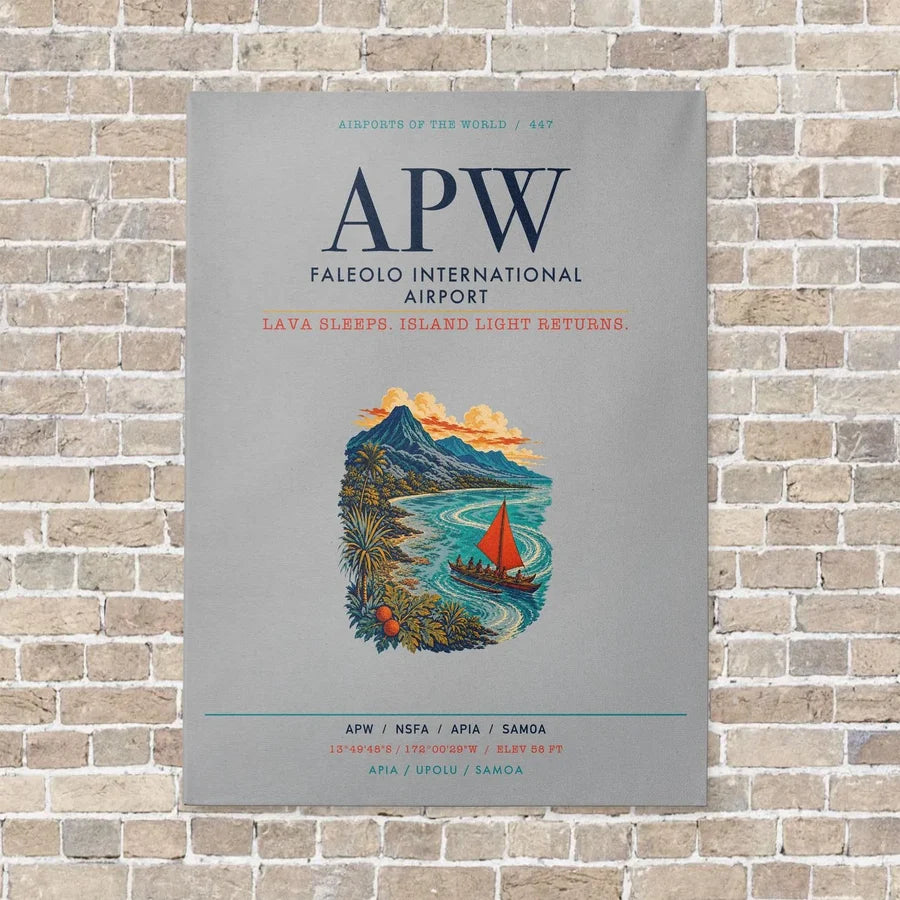 Faleolo International Airport APW vertical canvas print - no frame - light gray background