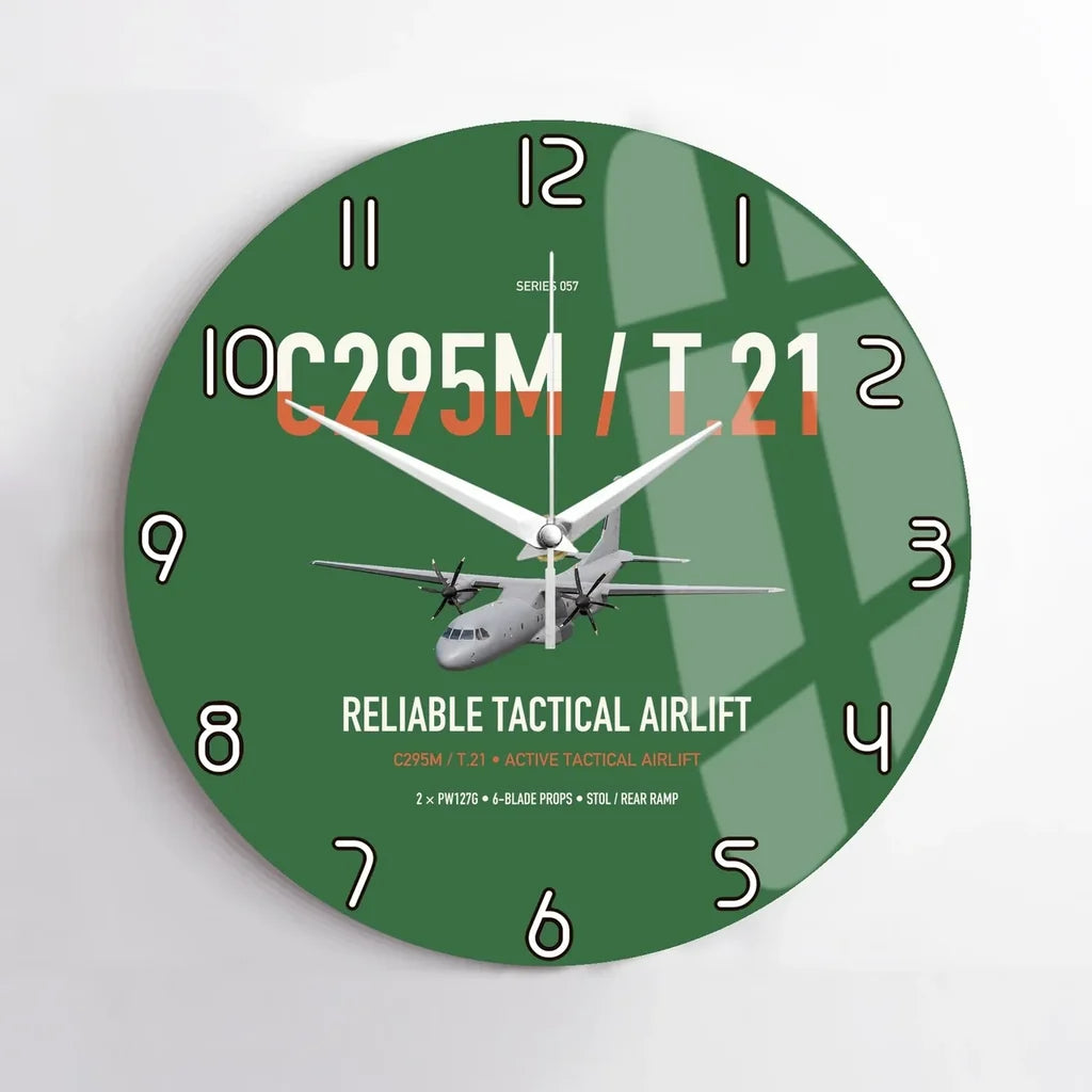 Airbus C295M T.21 design on green no frame wall clock