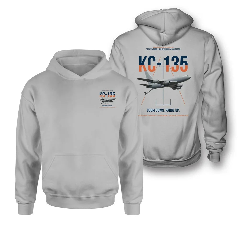 KC-135 STRATOTANKER design on light gray double-side hoodie, double-side print