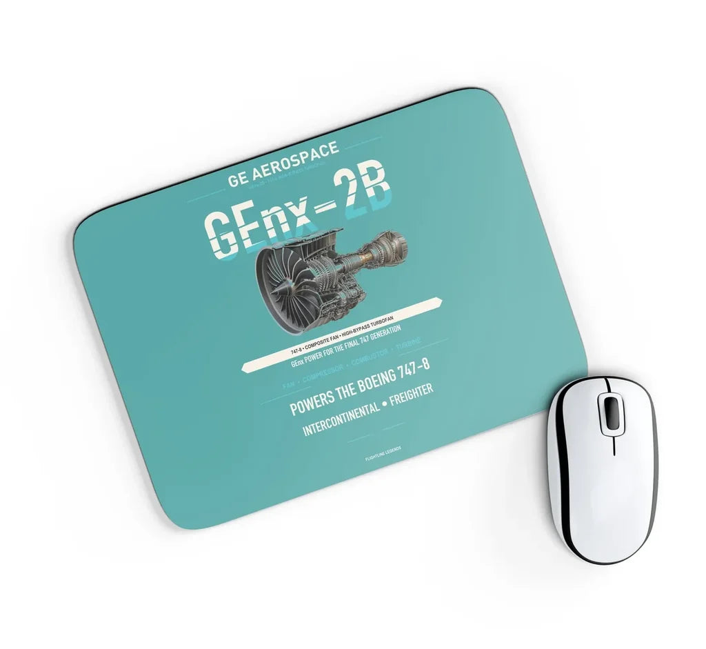 GEnx-2B design on turquoise rectangle mouse pad